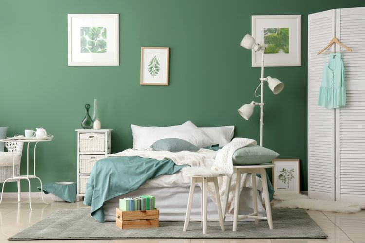 perpaduan warna cat tembok hijau tosca
