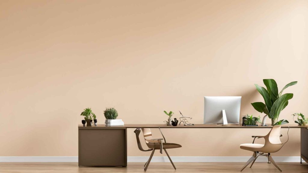 ruang kerja warna beige