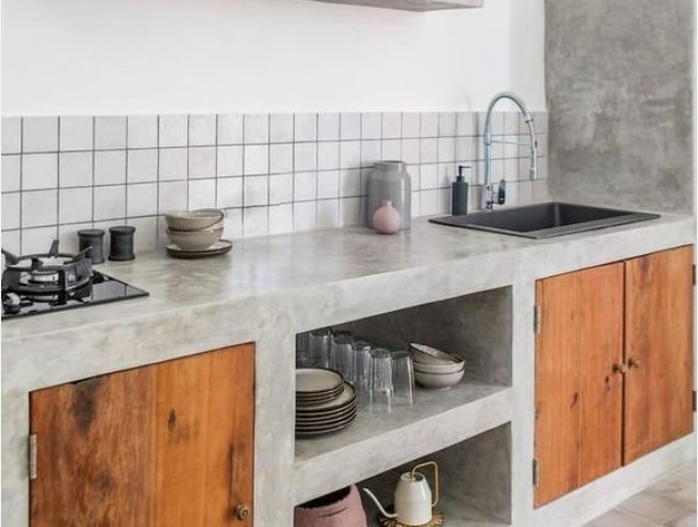 meja dapur cor lurus