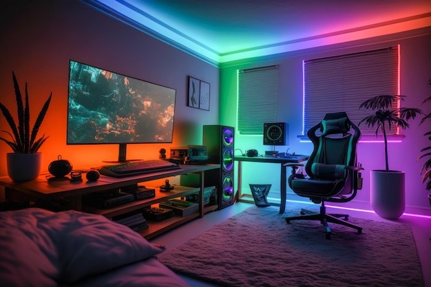 Desain gaming untuk kamar aesthetic cowok. 