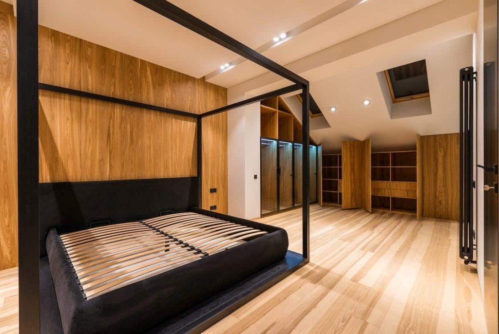 Desain kamar tidur dari triplek yang minimalis.