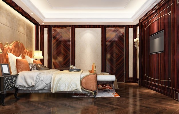 Desain klasik untuk kamar aesthetic cowok. 