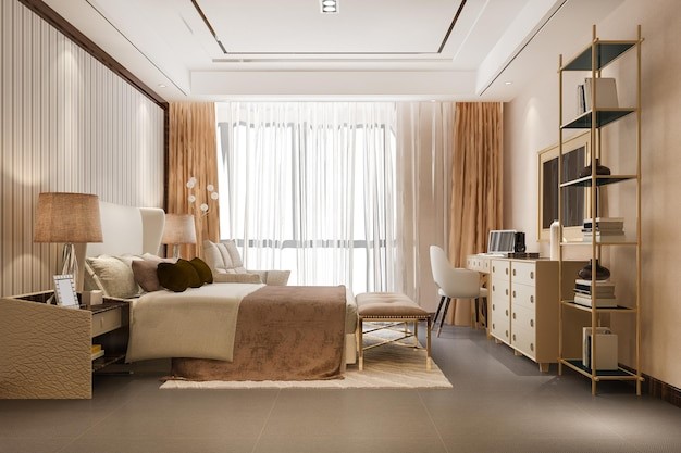 Desain kontemporer untuk kamar aesthetic cowok. 