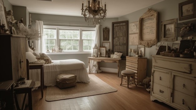 Desain vintage untuk kamar aesthetic cowok. 