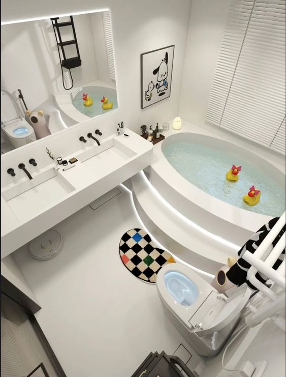 desain dapur dan kamar mandi di bawah tangga