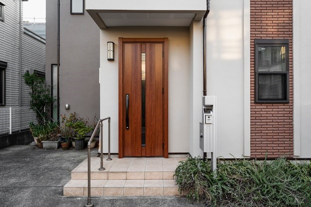 Warna cat kusen rumah mewah coklat dan putih. 