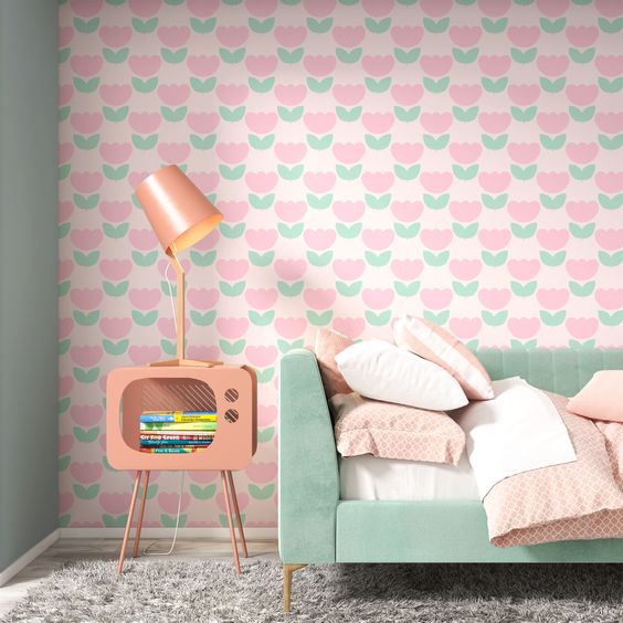 Kombinasi Warna Cat Rumah Hijau Tosca dan Pink