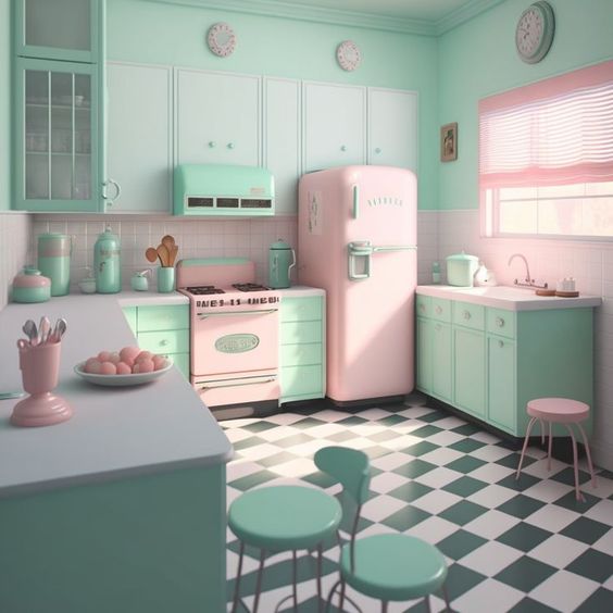 Kombinasi Warna Cat Rumah Hijau Tosca dan Pink