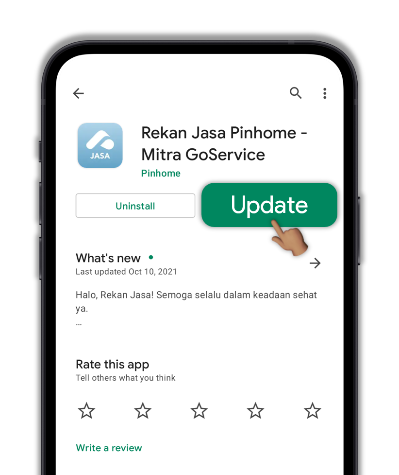 perbarui aplikasi rekan jasa pinhome