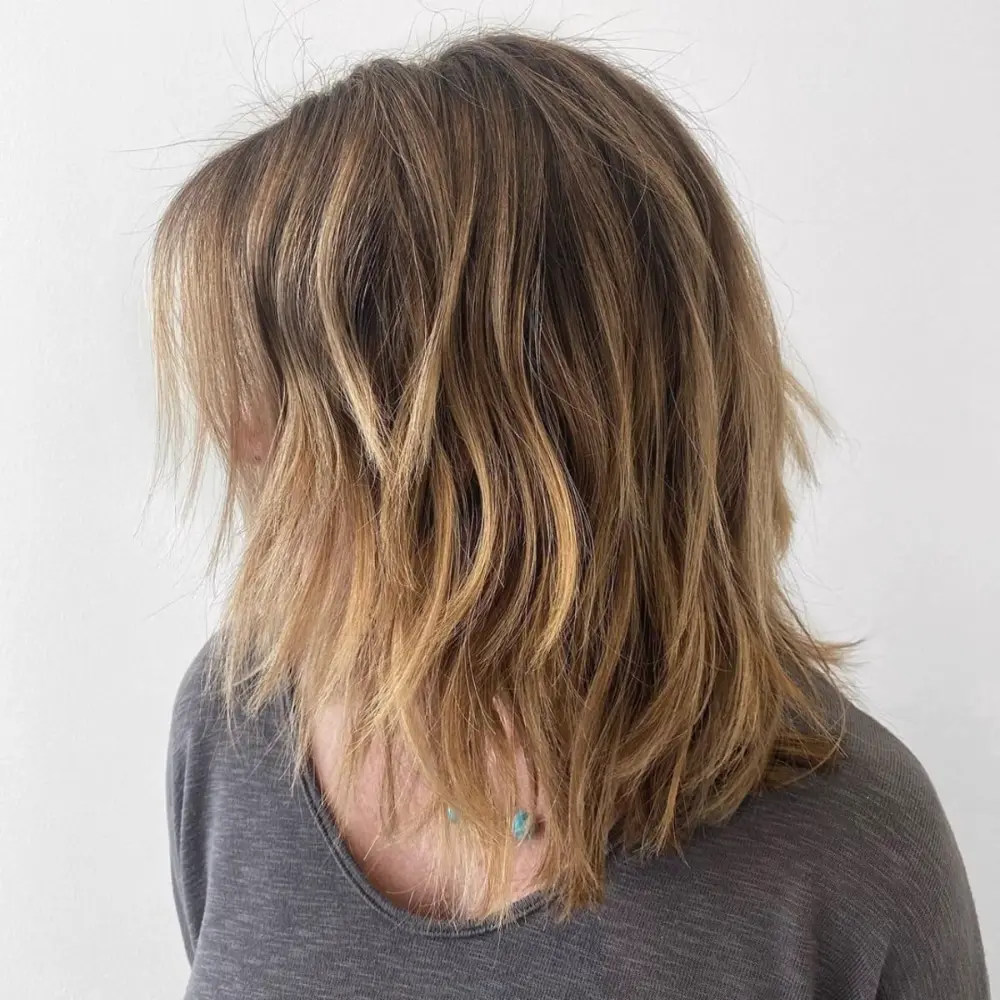 model rambut long bob choppy