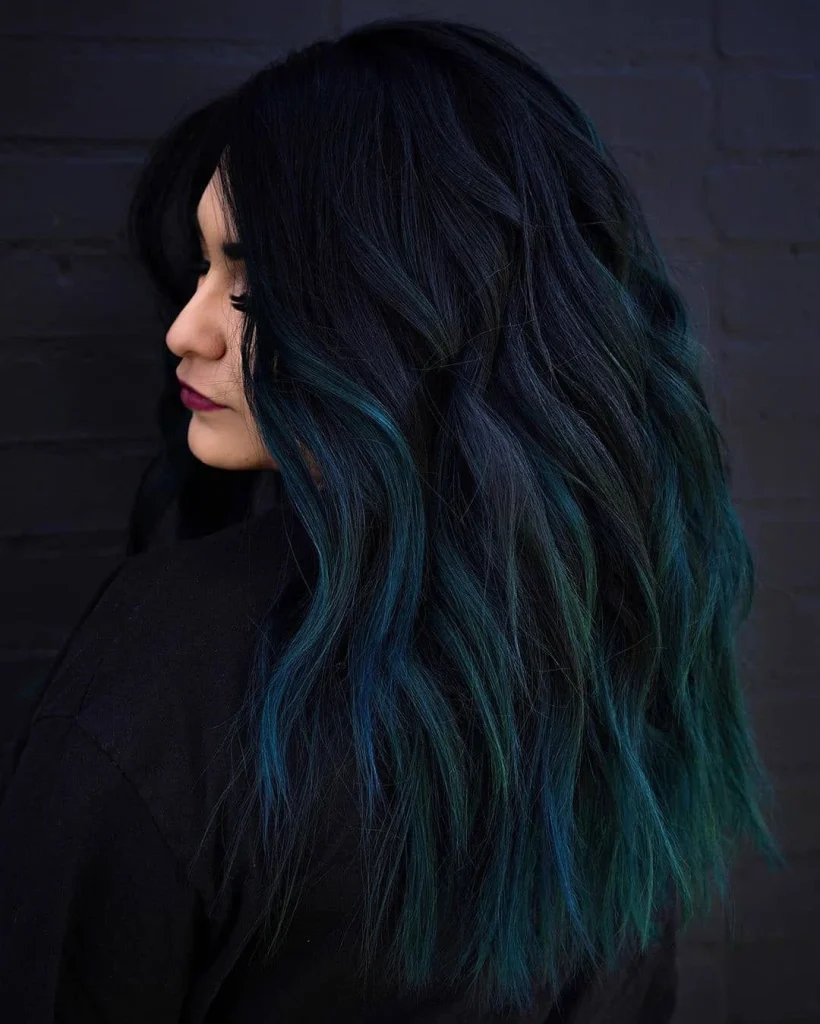 Teal Blue Black Hair