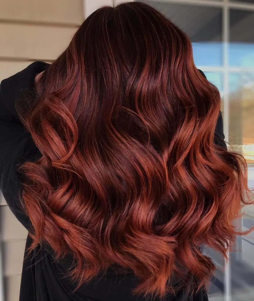 auburn and dark red balayage