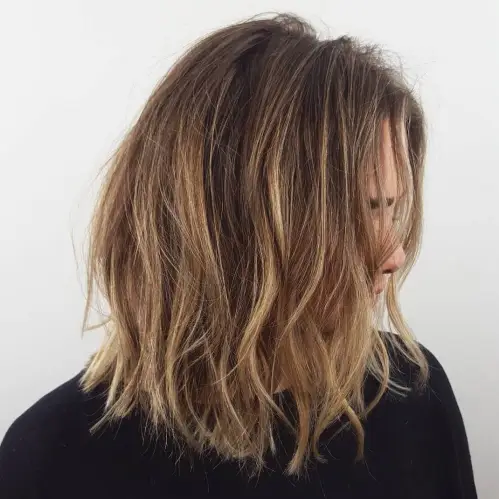 messy long bob