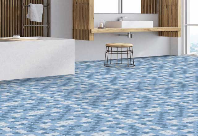 keramik dinding kamar mandi biru