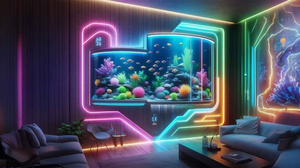 aquarium dinding lampu led