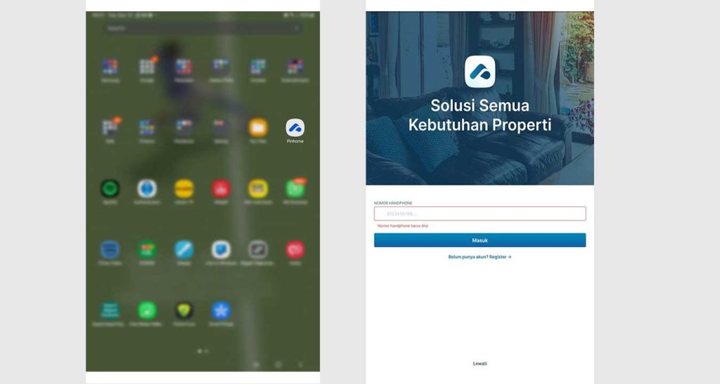 login halaman depan pinhome