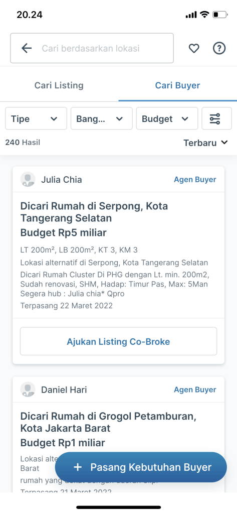 cara mencari listing properti